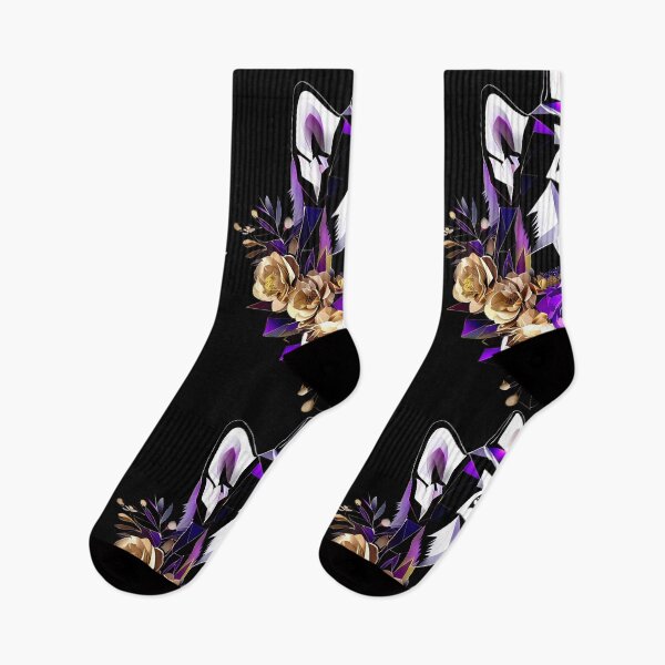 Item preview, Geometric Siberian Husky with Golden and Purple Camellias – Bold Modern Dog Artwork designed and sold by Naturalite19.
