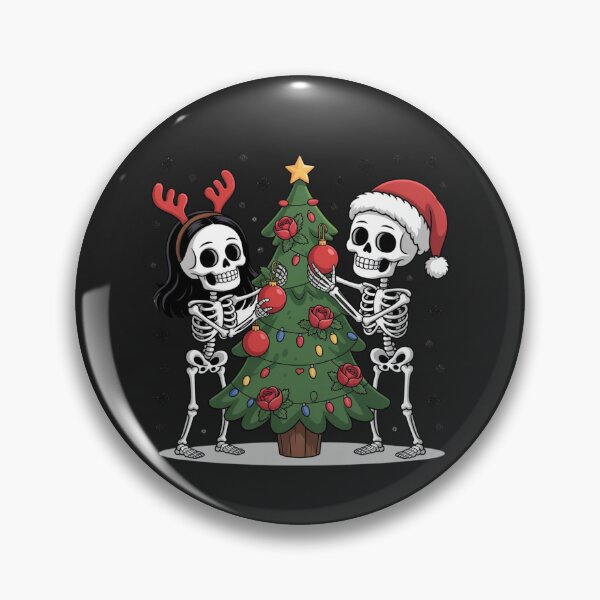 Item preview, Skeleton Lovers Decorating Christmas Tree | Romantic Gothic Holiday Design designed and sold by ColorSplash123.