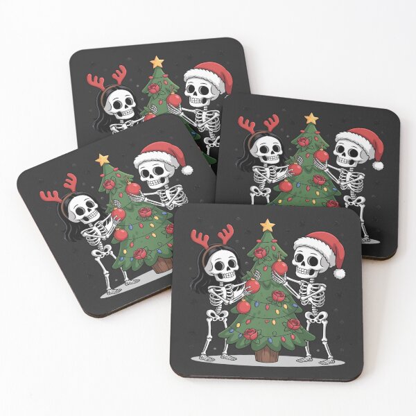 Item preview, Skeleton Lovers Decorating Christmas Tree | Romantic Gothic Holiday Design designed and sold by ColorSplash123.