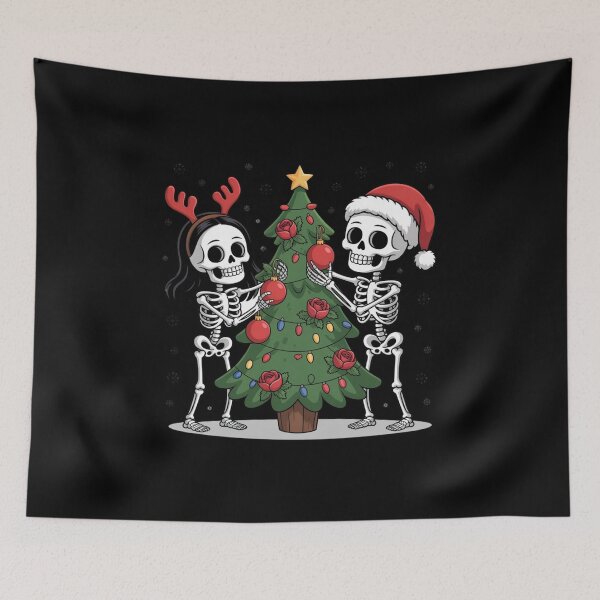 Item preview, Skeleton Lovers Decorating Christmas Tree | Romantic Gothic Holiday Design designed and sold by ColorSplash123.