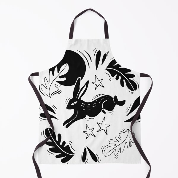 Item preview, Folk Art Hare Illustration (Black & White) – Mystical Linocut Style Nature designed and sold by wauwaurore.