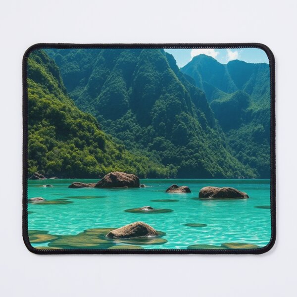 Item preview, Aqua Dream Lagoon | Crystal Water, Sunlit Rocks, and Tropical Mountains designed and sold by Vida e Arte.