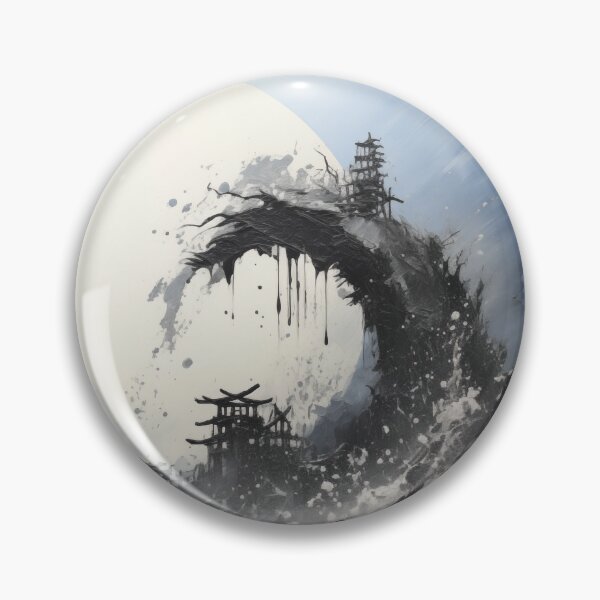 Item preview, Enso of Chaos and Calm: An Explosive Black Ink Circle Bursting Across a Serene White Void. designed and sold by Epsydon Designers.