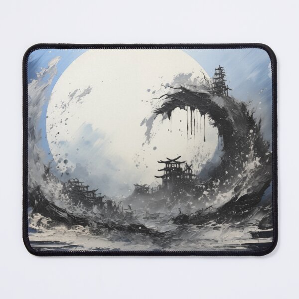 Item preview, Enso of Chaos and Calm: An Explosive Black Ink Circle Bursting Across a Serene White Void. designed and sold by Epsydon Designers.