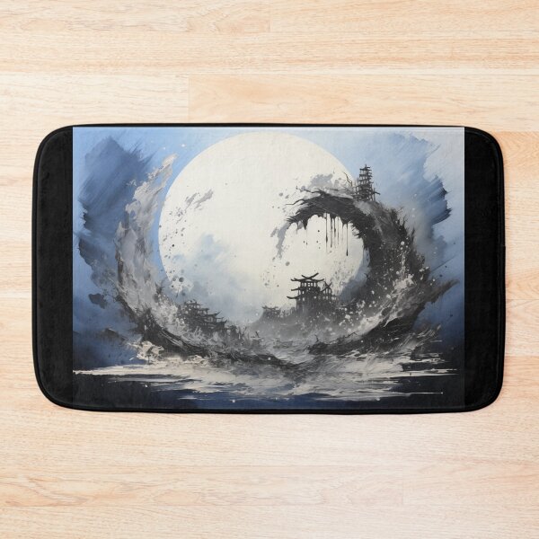 Item preview, Enso of Chaos and Calm: An Explosive Black Ink Circle Bursting Across a Serene White Void. designed and sold by Epsydon Designers.