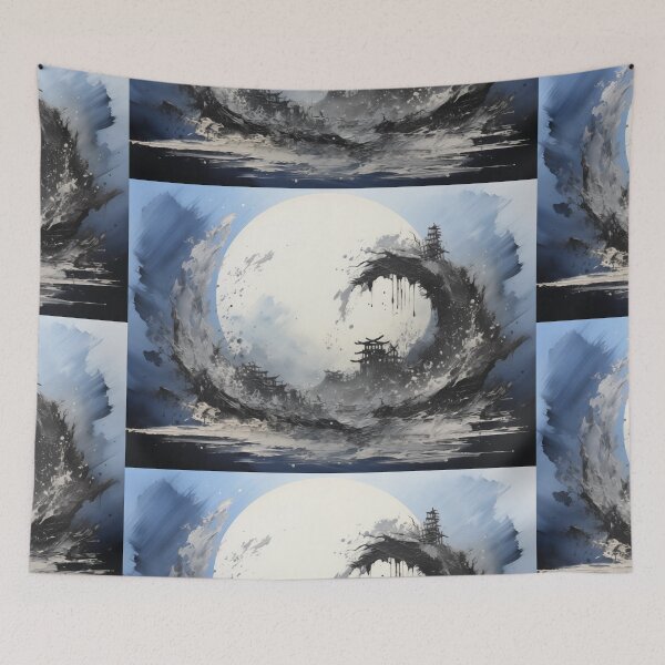 Item preview, Enso of Chaos and Calm: An Explosive Black Ink Circle Bursting Across a Serene White Void. designed and sold by Epsydon Designers.