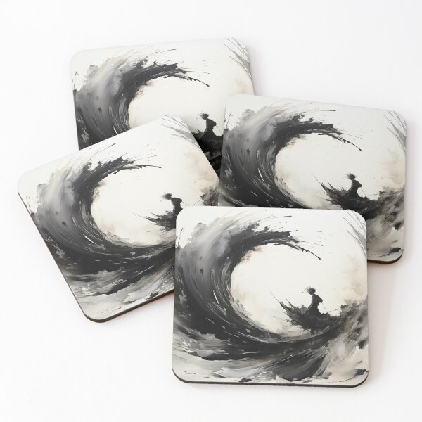Item preview, Enso of Chaos and Calm: An Explosive Black Ink Circle Bursting Across a Serene White Void. designed and sold by Epsydon Designers.