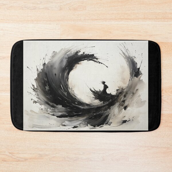 Item preview, Enso of Chaos and Calm: An Explosive Black Ink Circle Bursting Across a Serene White Void. designed and sold by Epsydon Designers.
