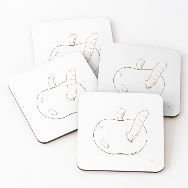 Item preview, Cozy apple with little worm - lineart designed and sold by hogakosta.