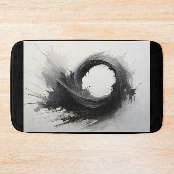 Item preview, Enso of Chaos and Calm: An Explosive Black Ink Circle Bursting Across a Serene White Void. designed and sold by Epsydon Designers.