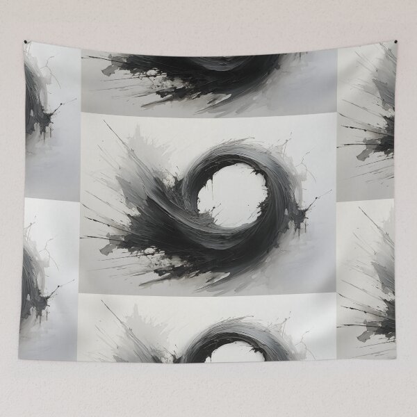 Item preview, Enso of Chaos and Calm: An Explosive Black Ink Circle Bursting Across a Serene White Void. designed and sold by Epsydon Designers.