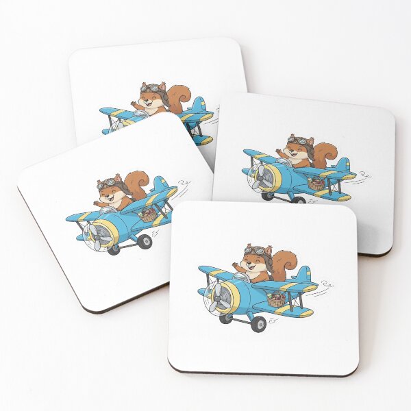Item preview, Cute Squirrel Pilot Flying Biplane Sticker designed and sold by XM STOREZ .
