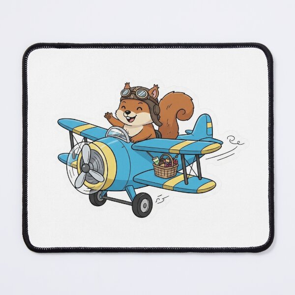 Item preview, Cute Squirrel Pilot Flying Biplane Sticker designed and sold by XM STOREZ .