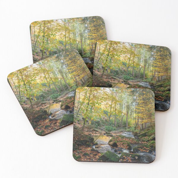 Item preview, Vibrant mossy autumn woodland at Wyming Brook  designed and sold by RobThorley.