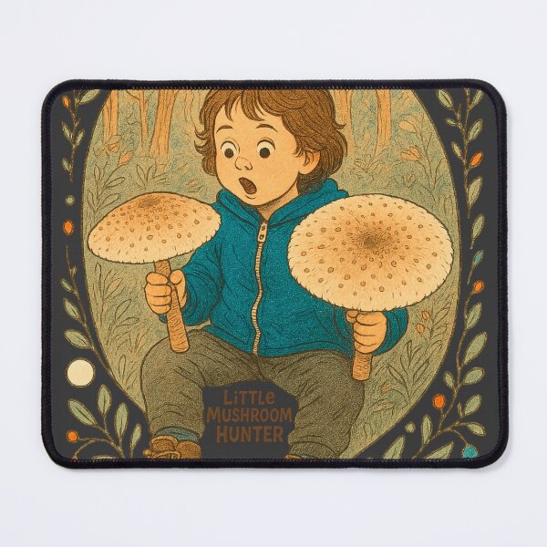 Item preview, Little Mushroom Hunter in the forest  designed and sold by Jani-art-world.