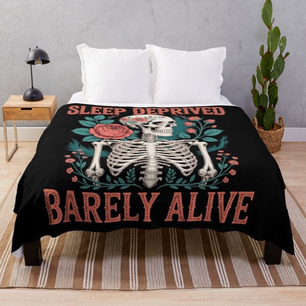 Item preview, Skeleton Sleep Deprived Barely Alive Halloween Skull designed and sold by Veroniadic.