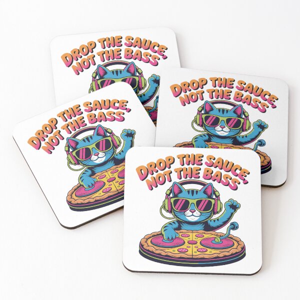 Item preview, Drop the Sauce Not the Bass Sticker – Funny DJ Cat Pizza Design for Music Lovers designed and sold by WildLogy Wearables .