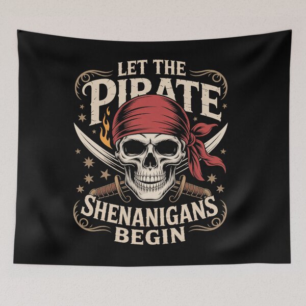 Item preview, Skull Let The Pirate Shenanigans Begin Halloween designed and sold by Veroniadic.
