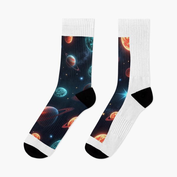 Item preview, Seamless Galaxy Space Pattern | Cosmic Planets & Stars Neon Design designed and sold by K@raksnalee.