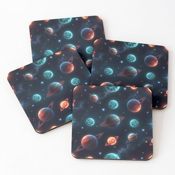 Item preview, Seamless Galaxy Space Pattern | Cosmic Planets & Stars Neon Design designed and sold by K@raksnalee.
