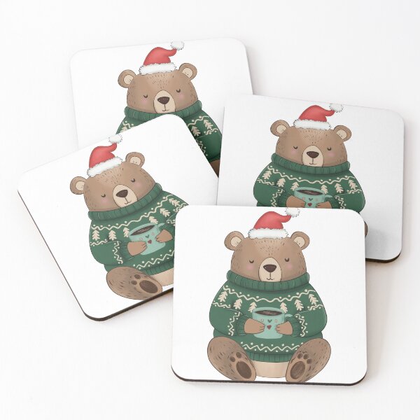 Item preview, Cozy Christmas Kawaii Teddy Bear with Coffee designed and sold by Iqrapixels.