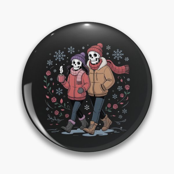 Item preview, Skeleton Couple Winter Walk | Romantic Gothic Christmas Art designed and sold by ColorSplash123.
