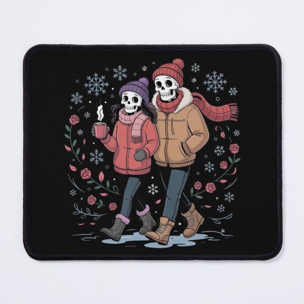 Item preview, Skeleton Couple Winter Walk | Romantic Gothic Christmas Art designed and sold by ColorSplash123.