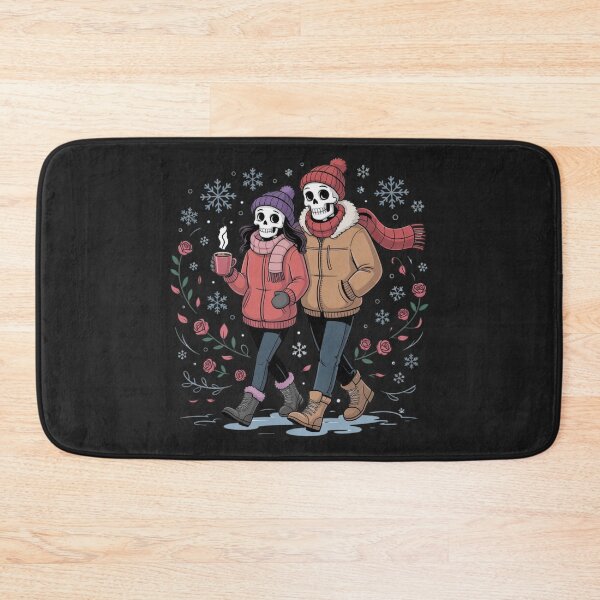 Item preview, Skeleton Couple Winter Walk | Romantic Gothic Christmas Art designed and sold by ColorSplash123.