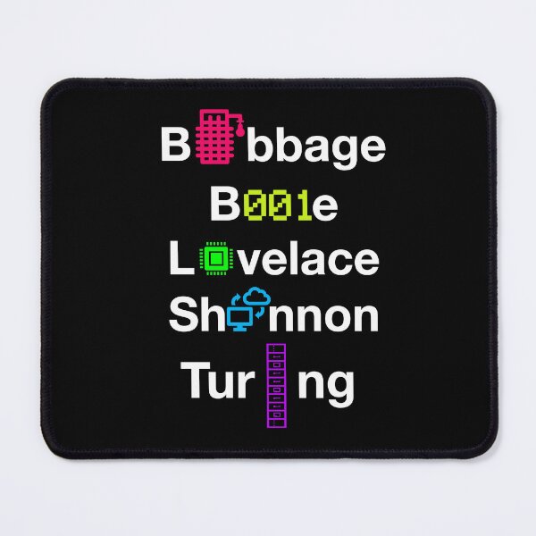 Item preview, Nerdy Minimalist Iconic Computer Scientists Names Computer Science Teacher White Text designed and sold by MathWare MathClips.