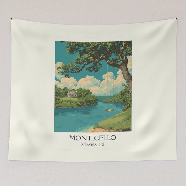 Item preview, Monticello Mississippi River | Scenic Countryside Art Print designed and sold by TuncGK.