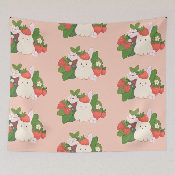 Item preview, Strawberry Fields Bunny – Whimsical Cottagecore Art designed and sold by Naine  M..