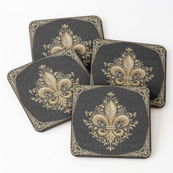 Item preview, Fleur de Lys Elegant Gold and Black Art Nouveau designed and sold by ProjectNoah.