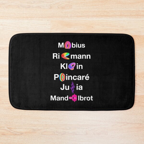 Item preview, Nerdy Minimalist Iconic Geometry Mathematicians Names Mobius, Riemann, Klein, Poincare, Julia, Mandelbrot Math Teacher White Text designed and sold by MathWare MathClips.