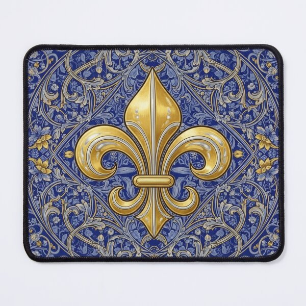 Item preview, Fleur de Lys Elegant Gold and blue Art Nouveau designed and sold by ProjectNoah.