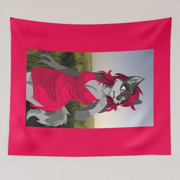 Item preview, Startled Magenta Dress Wolf Woman designed and sold by KlakkDrawsStuff.