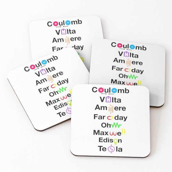 Item preview, Nerdy Minimalist Iconic Electrical Geniuses Names Coulumb, Volta, Ampere, Faraday, Ohm, Maxwell, Edison, Tesla Physics Teacher Black Text designed and sold by MathWare MathClips.