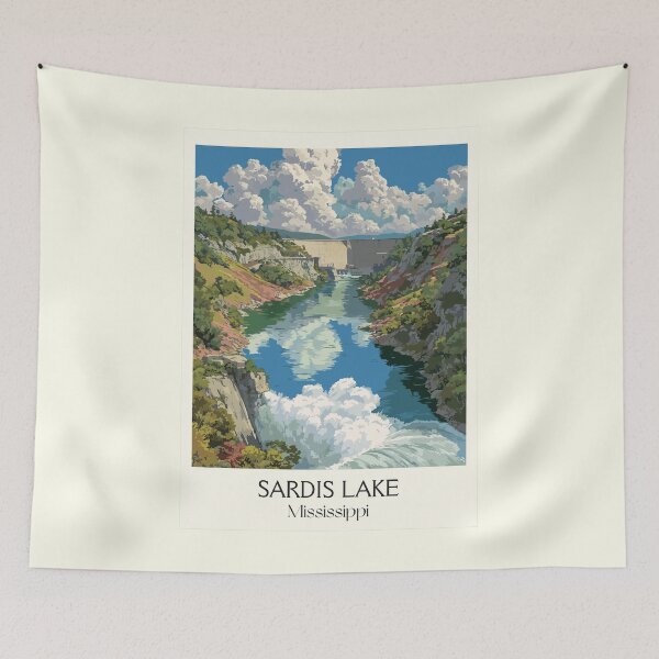 Item preview, Sardis Lake Mississippi Dam | Scenic Overlook Art Print designed and sold by TuncGK.