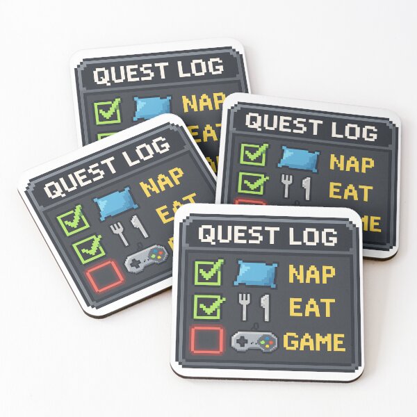 Item preview, Funny Pixel Art Quest Log: Nap, Eat, Game. designed and sold by The-T-In-Retro.
