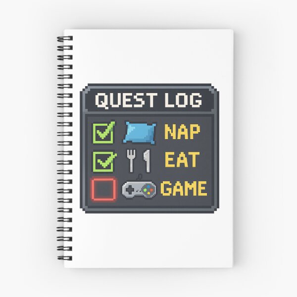 Item preview, Funny Pixel Art Quest Log: Nap, Eat, Game. designed and sold by The-T-In-Retro.