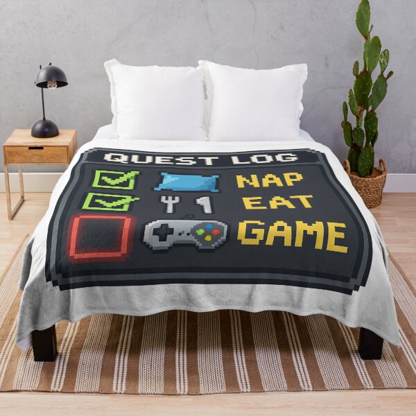 Item preview, Funny Pixel Art Quest Log: Nap, Eat, Game. designed and sold by The-T-In-Retro.