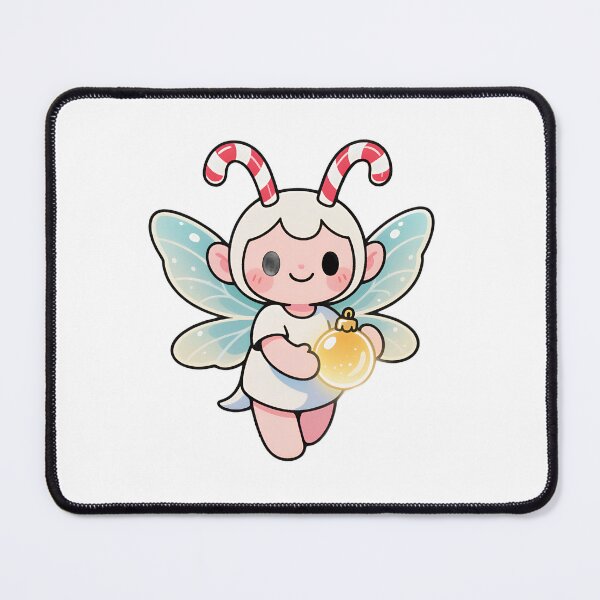 Item preview, Cute Kawaii Christmas Fairy: Adorable Pixie with Candy Cane Antennae designed and sold by RudArtAI.