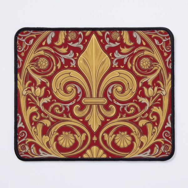 Item preview, Fleur de Lys Elegant gold and red art nouveau designed and sold by ProjectNoah.