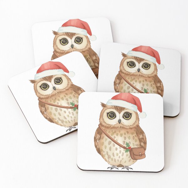 Item preview, Cozy Christmas Owl with Santa Hat | Festive Woodland Winter Art designed and sold by Iqrapixels.