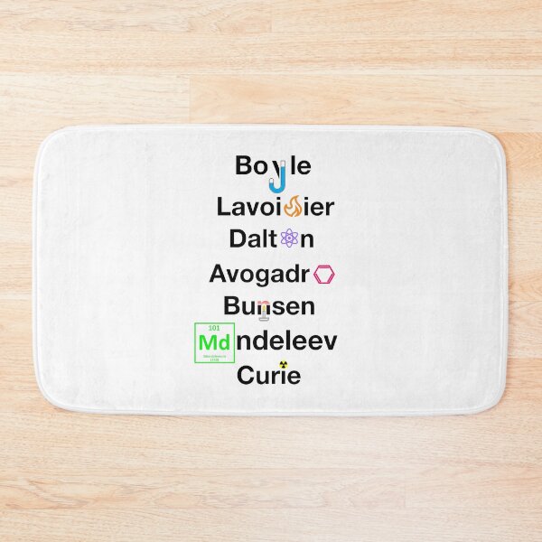 Item preview, Nerdy Minimalist Iconic Chemists Names Boyle, Lavoisier, Dalton, Avogadro, Bunsen, Mendeleev, Curie Chemistry Teacher Black Text designed and sold by MathWare MathClips.