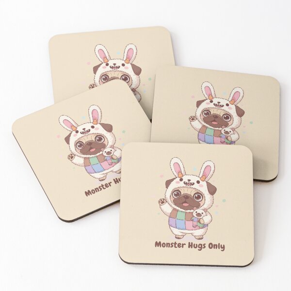 Item preview, Monster Hugs Only- Fluffy Pug Puppy in Pastel Bunny Onesie designed and sold by The Real Life Symphony.