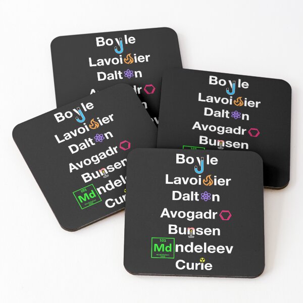 Item preview, Nerdy Minimalist Iconic Chemists Names Boyle, Lavoisier, Dalton, Avogadro, Bunsen, Mendeleev, Curie Chemistry Teacher White Text designed and sold by MathWare MathClips.