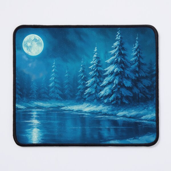 Item preview, Moonlit Winter Forest by a Lake designed and sold by Joey Santiago.