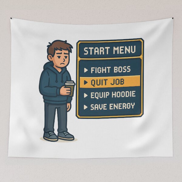 Item preview, Quit Job Mode Activated Funny Gamer Hoodie Design. designed and sold by The-T-In-Retro.