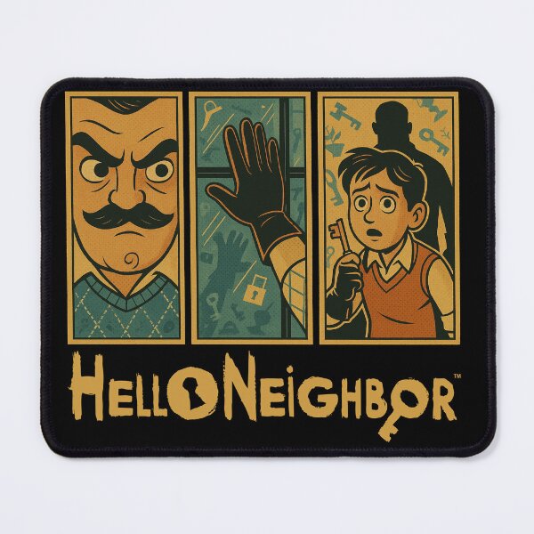 Item preview, Hello Neighbo Window Triptych Retro Comic Style For Fan designed and sold by Bongocomic.