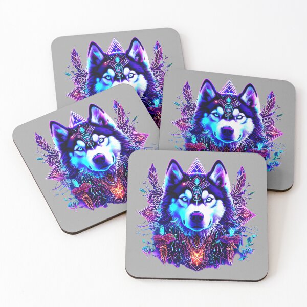 Item preview, Cybernetic Geometric Husky – Dark Blue and Purple Circuit Dog Art designed and sold by Naturalite19.
